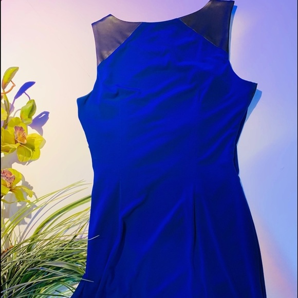 Guess Royal blue w black leather dress size M - Picture 7 of 9